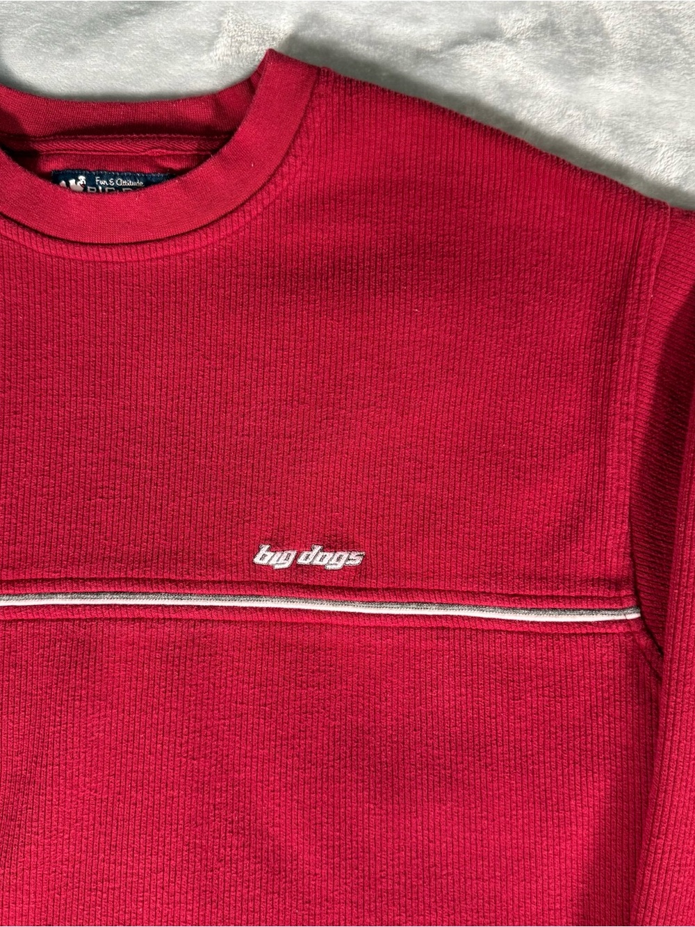 Vintage Big Dogs Stripe Long Sleeve Ribbed Shirt Mens L Skater Grunge Knit Y2K